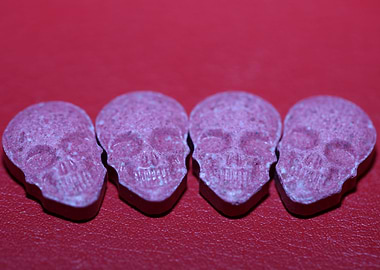 Pink skull ecstasy pill