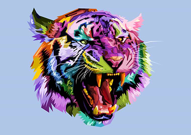 Colorful angry tiger