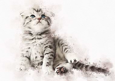 Cute Cat Watercolor