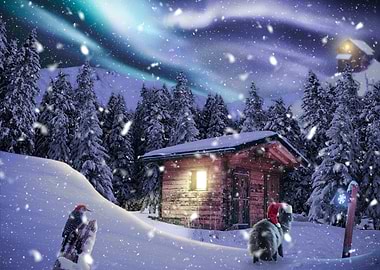 Christmas Cat Landscape 2