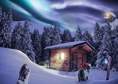 Christmas Cat Landscape