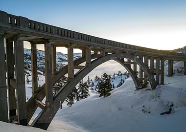 Bridge over a snow gorge