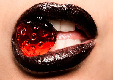 Black lipstick and fruit
