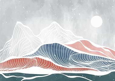 Mountain and ocean wave