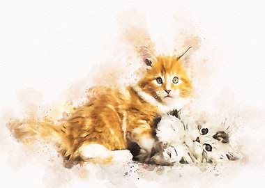 Cute Cat Watercolor