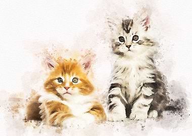 Cute Cat Watercolor