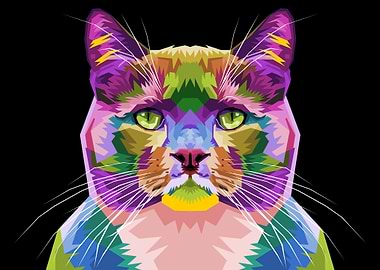 Colorful cat on pop art