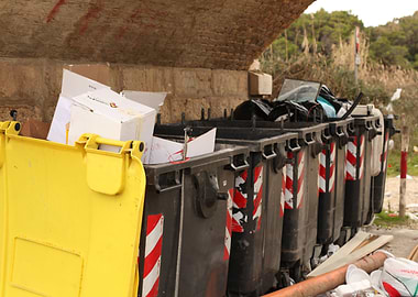 Garbage bins overflowing a