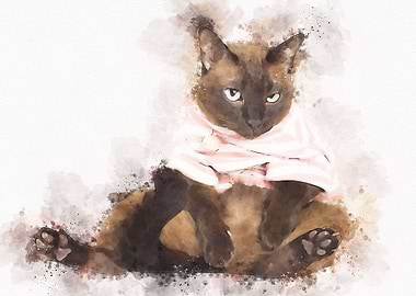 Cute Cat Watercolor