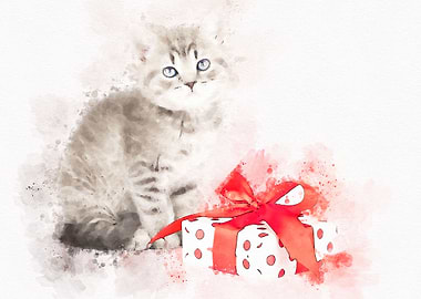 Cute Cat Watercolor
