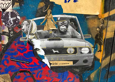 Monkey Driving Graffiti