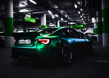 Flashy Green Sports Car