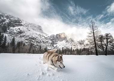 Husky in the Snow