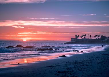 Pink Sunset Tropical Beach