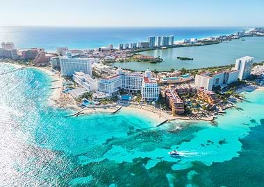 Aerial view of Cancun