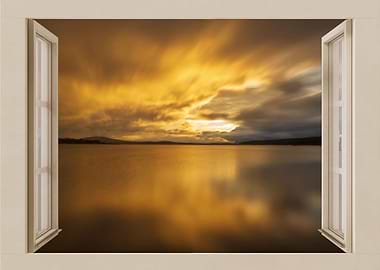 Open window lake landscape