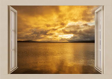Open window lake landscape