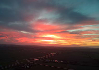 Red Sky over rural england