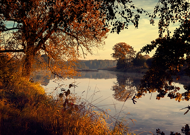 Autumn sunrise and travel