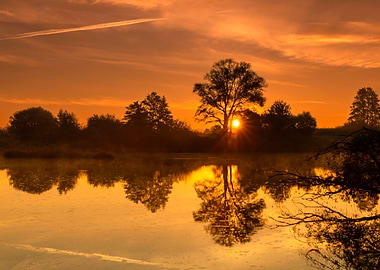 Autumn landscape by river