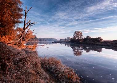 Autumn sunrise and travel