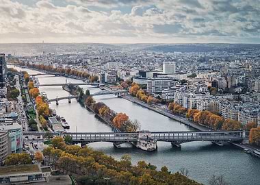 Aerial Paris over Seine