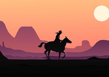 The Cowboy in Sunset
