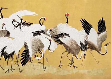 Japanese flock of cranes