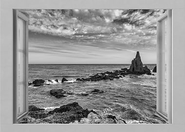 Open window landscape sea