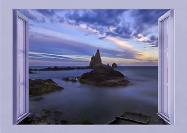 Open window view cliffs