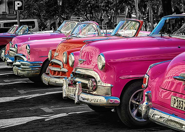 Pink Classic Cars Cuba