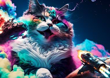 Fantasy Cloud Cat Colorful