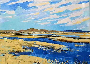 watercolors painting field