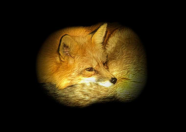 Lying red fox