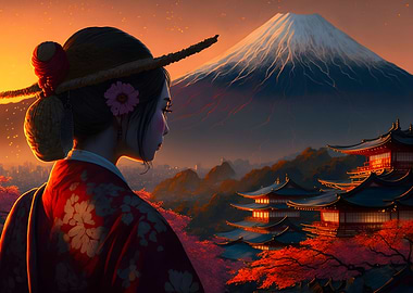 Geisha Mount Fuji