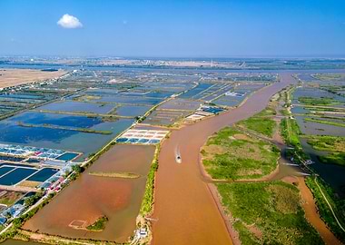 Ship moving on a ditch
