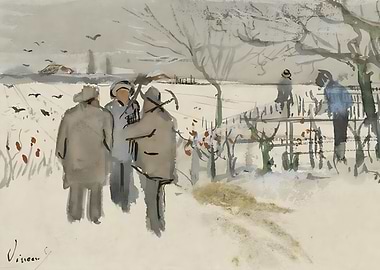 Miners in the Snow Winter