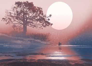 Love couple in winter