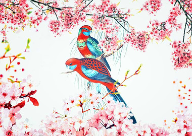 Parakeet in spring