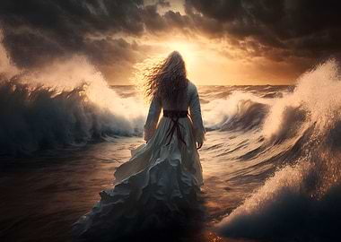 Beautiful woman in sea