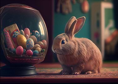 Easter egg with rabbit