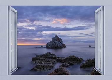 Open window sea landscape