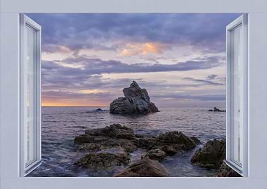 Open window sea landscape