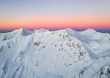 Snow mountains and horizon