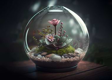 Terrarium with a Flower