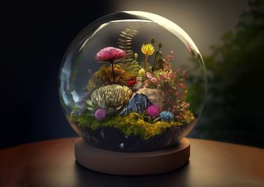 Terrarium with a Flower