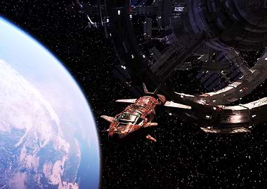 Spaceship exploring space