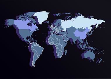 World map blue color with