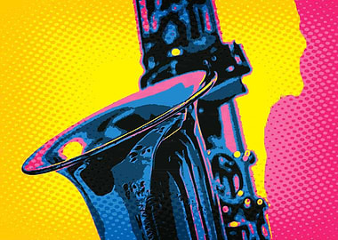 Saxophone in Pop Art style