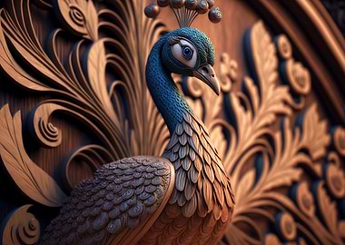 Wooden carved Peacock 11